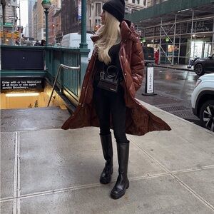 Abercrombie Ultra Long Brown Puffer Coat